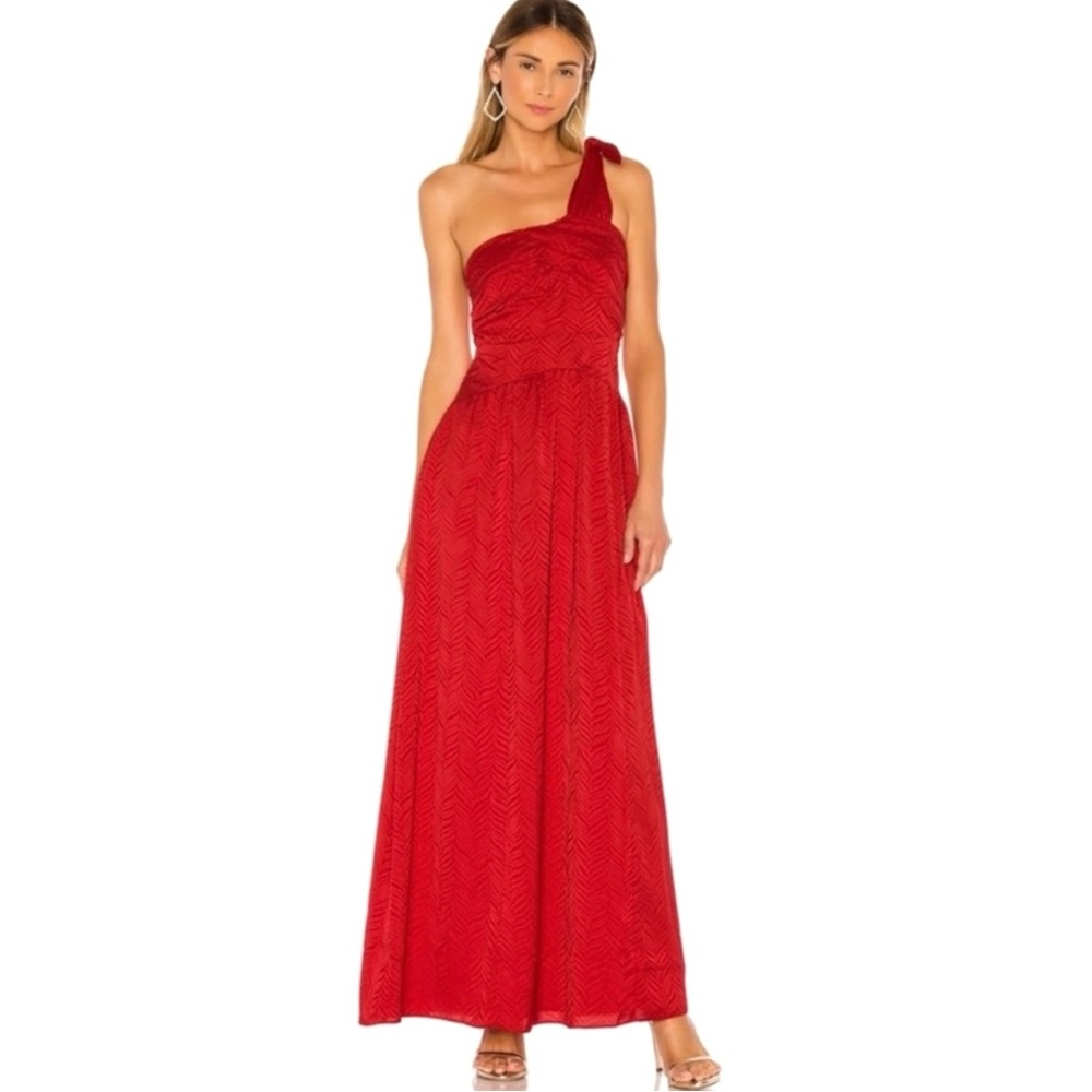 NEW TULAROSA REVOLVE RED SATIN ONE-SHOULDER MAXI DRESS